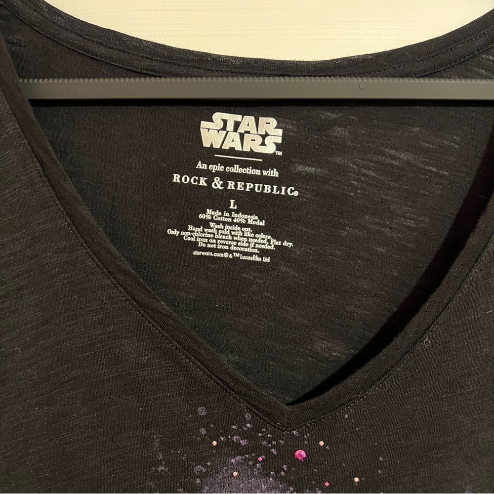 #177 ROCK & REPUBLIC X STAR WARS RHINESTONE STONE BATTLE TUNIC TOP TEE LARGE NWT - Picture 3 of 4